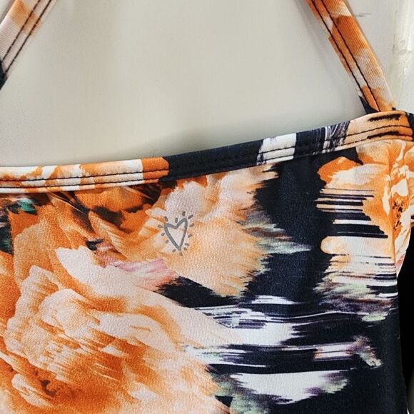 Betsey Johnson Floral High Neck Cross Back Yoga Crop Top - Picture 10 of 10